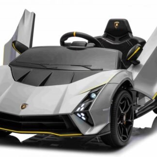 Coche para niños Lamborghini Invencible Gris, 4 motores de 12v, RC, asiento cuero, ruedas goma  INDA460-RA-S319.SZA